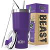 Greens Steel BEAST Tazza Termica da Viaggio - 1050 ml I Viola Profondo I Doppia Parete Inox Termos Caffè Isolato I con 2 Cannucce Riutilizzabili & Spazzolino per Pulizia I Ideale per Caffè Freddo o Caldo