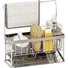 Cimvidi Organizer per lavello, scaffale da cucina con vassoio di scarico, sottile in spugna, in acciaio inox, con ripiano in tessuto, adatto per cucina, bagno, balcone