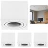 Sweet Led 4 faretti da soffitto a parete, piatti, 50 mm, in alluminio, orientabili, 80 x 80 mm, 230 V, colore: bianco opaco, rettangolare