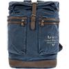 Avirex Zaino Uomo con Spallacci Regolabili, Sacca in Canvas e Pelle Bovina Anticata, con Ampie Tasche Frontali, in Stile Militare, Collezione 140506 CNV0B (Blue)