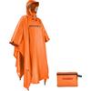 Andake Poncho Impermeabile Uomo Donna Unisex Giacca da Pioggia Antivento Riutilizzabile Mantello Antipioggia Antistrappo per Campeggio Escursionismo Arancione