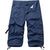 Generic Pantaloni cargo da uomo a 3/4, corti, estivi, per il tempo libero, in tessuto, comodi, slim fit, pantaloni da jogging streetwear, pantaloni da corsa con tasche multiple casual, cargo, BU1, M