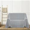 PENSIERI DELICATI Telo Copridivano 220 x 290 cm Made in Italy, Telo Copritutto 100% Cotone Puro Riciclato Tinto in Filo con Riga Tricolore Azzurro, Ideale Come Telo Arredo, Salva Divano