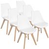 IZTOSS Set di 6 sedie - Bianco - Sedia scandinava - Gambe in legno (6 sedie in una confezione)