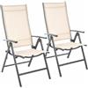 BAKAJI Set 2 Sedie Campeggio Sedia Pieghevole Giardino Reclinabile 5 Posizioni Beige