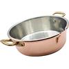 CREARTISTIC Pentola Rame Stagnato per Risotto, 26x8 cm - 2,8 L - Casseruola Bassa in Rame - 2 Manette ottone - Pratico beccuccio - Usare mestoli in legno - Cuociriso - Risottiera