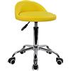KKTONER Sgabello Rotondo in Pelle PU con Schienale Regolabile Regolabile in Altezza Sedia da Lavoro Girevole con Ruote Spa (Giallo)