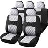 Auto Accessori Lupex - A20 Coprisedili per auto universali, colore Bianco Nero, tessuto poliestere trapuntato, set fodere protezione sedili anteriori e posteriori, copri-sedile con zip