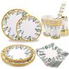CEILIWEN Set di piatti di carta verde per 25 ospiti, 125 pezzi da tavola verde salvia e oro, piatti piani da 22,8 cm, piatti da contorno da 17,8 cm