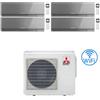 Mitsubishi Climatizzatore Condizionatore Mitsubishi Kirigamine Zen Wifi Argento Quadri Split Inverter 7000 + 7000 + 7000 + 15000 BTU con U.E. MXZ-4F72VF classe A++ /A+ NOVITÁ