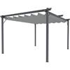 Bricozone - Gazebo Pergola 3 x 3 m Pergolato Con Telo Grigio Impermeabile Retrattile Richiudibile Struttura In Acciaio Per Giardino Terrazzo Piscina