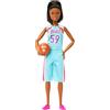 Barbie Carriere - Barbie Giocatrice di Basket, bambola mora con uniforme rimovibile e palla inclusa, snodata con 22 punti d'articolazione, giocattolo per bambini, 3+ anni, HKT74