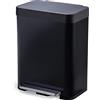 Home Zone Living Pattumiera da cucina da 13 galloni, grande corpo senza fodera in acciaio inossidabile, capacità 50 litri, nero opaco, serie Virtuoso