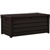 Keter Baule da Giardino Brightwood, 454L, Effetto Legno, Marrone, 145x69,7x60,3H cm