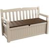 Keter Panchina Contenitore da Giardino Eden, 265L, Effetto Legno, Beige/Marrone, 140x60x84H cm