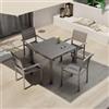 DEGHI Set pranzo tavolo 90x90 cm e 4 sedie a doghe con braccioli in alluminio tortora â€" Carioca