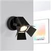 Lightbox Faretto da parete LED con luce bianca calda - Faretto da parete con testa orientabile - Lampadina inclusa e sostituibile - Metallo nero opaco