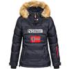 Geographical Norway BELANCOLIE Lady - Parka Caldo da Donna - Cappotto Cappuccio Pelliccia Sintetica - Giacca Vento Invernale - Giacca Corta Fodera Calda - Regalo da Donna (Noir, L)
