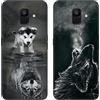 DiaryTown 2 Cover per Samsung A6 2018 Custodie TPU Silicone Morbida con Bello Animale Disegno Motivi Antiurto Protettivo Nero Cover Gomma Ultra Sottile Morbido Cover per Galaxy A6 2018 - Cane/Lupo