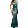 Cocila Abito Lungo Boho Floreale da Donna Abito da da Donna con Gonna a di Pesce Senza Maniche a Vita Alta con Scollo Tondo a Vita Alta da Donna Sexy con Paillettes Abito da Sposa Civile (Green, M)