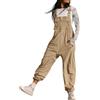 shownicer Salopette Donna Jumpsuit Estiva Tuta Senza Maniche Casual Gamba Larga Pantaloni Baggy Salopette Larga Overall Con Tasca B Cachi XL