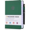 JIANTA Quaderno delle Password, Password Book Alphabetical with Tabs A-Z Index, Taccuino Address Book, Rubrica, Tascabile, Copertina Rigida, Organizer per Password, 13 cm x 19 cm, Oliva