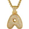 GoldChic Bling Bubble Lettera A Collana per uomo, Gioielli Hip Hop con pendente iniziale in oro ghiacciato