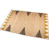 DRW Tappeto in iuta con triangoli in naturale, nero e giallo 300x200x1 cm