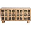 DRW Credenza con 4 Ante in Legno e Vetro in Naturale 162x42x75 cm, Ferro e Pietra, Nero e Blu, Medidas: 42x36x92 cm