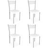 Homey - Confezione da 4 sedie tappezzate per cucina o sala da pranzo, finiture in ecopelle di colore bianco, modello Kilembo. Dimensioni: 39,5 cm (larghezza) x 37,5 cm (profondità) x 96 cm (altezza)