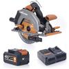 Evolution Power Tools R185CCS-Li Sega circolare a batteria senza spazzole 18v Li-Ion Lama multimateriale TCT, taglia legno, metallo, plastica, guida inclusa, batteria e caricabatterie inclusi, 185mm