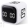 Cuteefun Cube Timer, Timer Pomodoro a Rotazione, 5/10/30/60 Minuti e Conto Alla Rovescia Personalizzato, Display Digitale, Modalità Mute e Vibrazione, Volume Regolabile, per Cucina, Studio, Bianco