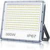 TASINUO Faretto LED da Esterno 300W, Faro LED Esterno Impermeabile IP67, 30000LM 7000K Bianca Fredda Lampade, 300 LEDs Luci per Giardino, Terrazza, Garage, sportivo
