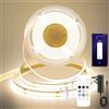 FUIQI Striscia led cob 5 Metri,con comando da telecomando e APP,Bianco naturale 4000K,CRI90+,8mm Larghezza,striscia led cob 24V- Ideale per Cucina,Camera da Letto e Sfondo Televisivo