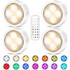 Onumii Luci LED a Batteria Adesivi con Telecomando, Luce LED Sottopensile Cucina Adesiva, Luci Colorate RGB Luce Notturna per Armadio, Libreria, Scaffale, Pacco da 4 - Bianco