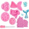 Loopunk Stampi in silicone per torte a tema marino, Stampi in silicone a forma di sirena, Stelle Marine, Cavalluccio Marino, Cupcake diy Strumento di Decorazione di Cottura Conchiglie di Mare Rosa