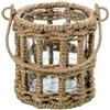 DRW Portacandele in vetro con corda in trasparente e naturale, 10 x 10 x 11 cm