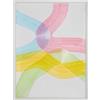 DRW Quadro tela astratta con cornice in legno in bianco, giallo, rosa e blu 90x6x120 cm