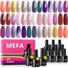 MEFA Smalto Semipermanente Unghie, 23PCS Kit Semipermanente Unghie con Base Coat e Glossy & Matt Top Coat, Smalto per Unghie in Gel UV LED Professionali