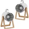 BRUBAKER set di 2 faretti da tavolo o da terra 'Industrial Design' - fino a 42 cm di altezza - base in legno - faretto in metallo bianco