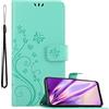 Cadorabo Custodia Libro compatibile con Samsung Galaxy M31 in TURCHESE FIORE - in Design di Fiore con Chiusura Magnetica, Funzione Stand e 3 Vani di Carte - Cover Case Wallet Book Etui Protezione