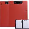 FRETONBA Portablocco A4, Confezione da 2 Raccoglitori Con Coperchio, 2 Morsetti, per Ufficio/Cantieri/Scuola, Colore Rosso