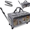GOYJOY Marsupio a doppio scomparto con ruote per 2 animali domestici, fino a 15,9 kg, trasportino per gatti con rotolamento per 2 gatti, design super ventilato, ideale per