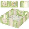 Zkiprm Zkipm Recinto Per Bambini, Tappetino da gattonare, Box Neonato Pieghevole, Cancello Di Sicurezza, Forma Regolabile, Facile da Piegare, Antiscivolo (12/14/16 Pannelli)+Colores blanco/madera/verde