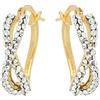 DelPia, Orecchini Modello Infinito in Oro 18kt e Argento Sterling 925 con Cristalli Luminosi (15x20mm, Yellow)