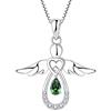 FJ Collana Angelo Custode Donna Argento 925 Collana con Ciondolo Maggio Pietra Portafortuna Smeraldo Gioielli Regalo per Donna