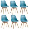 BenyLed - Set di 6 sedie da sala da pranzo scandinave moderne con seduta imbottita e gambe in legno di faggio, ideali per sala da pranzo, cucina, soggiorno, camera da letto, Turchese