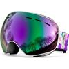 ACURE Maschera da Sci, Occhiali da Sci Snowboard OTG Senza Cornice Doppia Lente con Anti Appannamento e Protezione UV400 per Uomo, Donna e Gioventù (Viola, S(Ragazzi))