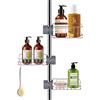 Kamfwert 3 Pezzi portasapone per Asta Doccia Inox, antiruggine portaoggetti Senza Foratura, mensola Porta Sapone 18-27mm