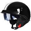 VVPEC Mezzo Casco Jet Caschi Moto Retrò Casco Scodella Portatile, ECE Omologato Mezzo Elmetto da Moto Retrò con Pare-soleil Rétractable per Uomo Donna Biker Cruiser Scooter Touring(3,L(59~60CM))